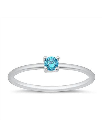 Starlette Women's Topaz Round Stackable Ring in Blue (view 1)