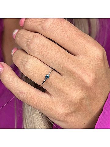 Starlette Women's Topaz Round Stackable Ring in Blue (view 2)