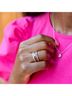 Starlette Silver Toned Women's Diamond Emerald-Cut Stackable Ring in Silver Size 10 - photo 3