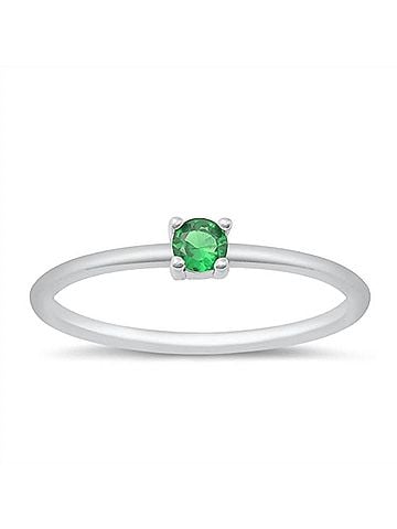 Starlette Women's Emerald Round Stackable Ring in Green (view 1)