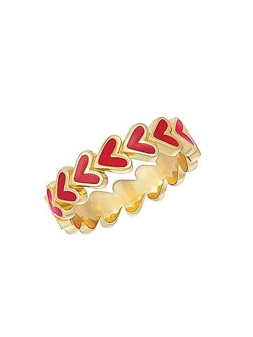 Starlette Women's Eternity Heart Ring in Red Enamel Hearts Band (view 1)