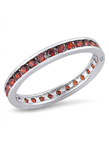 Starlette Women's Garnet Eternity Band Ring in Silver (view 1)