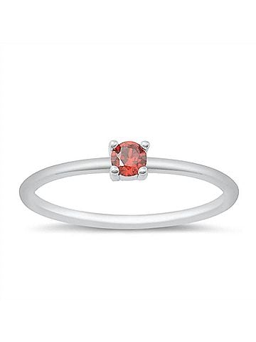 Starlette Women's Garnet Round Stackable Ring in Silver (view 1)