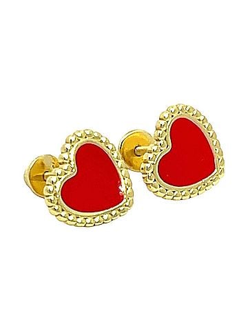 Starlette Women's Just Hearts Stud Earrings in Red Enamel Heart Studs (view 1)