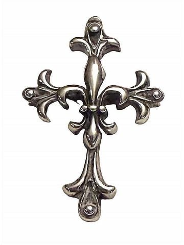 Madison Women's Heritage Fleur De Lis Cross Earrings in Silver (view 1)