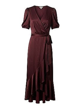 midi dress square neck Square Neck Puff Sleeve Linen Midi Dress
