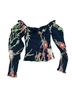 ALLSAINTS 100% Viscose 100% Cotton Floral Black Multi Color Long Sleeve Blouse Size 2 - photo 1