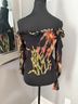 ALLSAINTS 100% Viscose 100% Cotton Floral Black Multi Color Long Sleeve Blouse Size 2 - photo 6