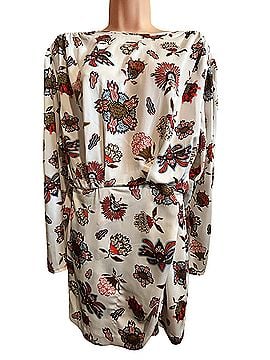sfera casual dress Sfera Casual Women's Large Embroidered Ruffle Eyelet Trim Belted Dress Mustard