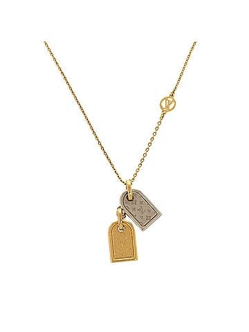 Louis Vuitton Louis Vuitton Nanogram Name Tag Motif Monogram M63141 Gold Silver Necklace Accessory LV 0589 LOUIS VUITTON (view 1)
