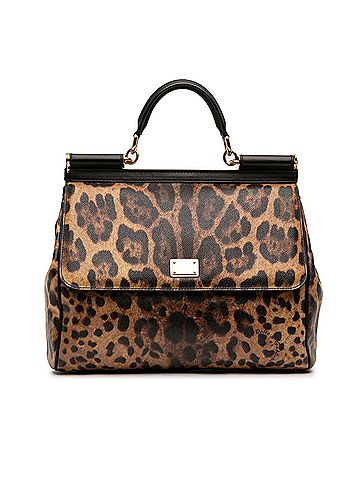 Dolce & Gabbana Large Leopard Print Calfskin Miss Sicily Satchel (view 1)