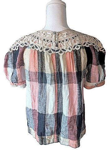 Anthropologie Plaid Swing Top Short Sleeve Blouse (view 2)