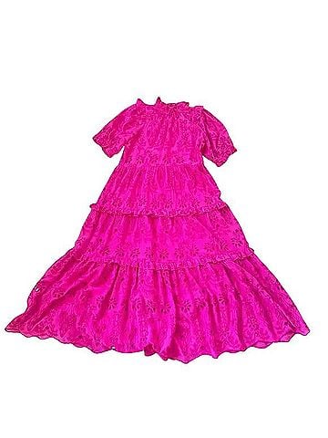 Generation Love Birdie Embroidered Eyelet Midi Hot Pink Casual Dress (view 1)