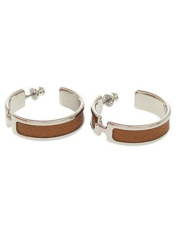 Hermès Hermes Olympe Veau Epsom Gold Silver Hardware Earrings Accessory 0399 HERMES (view 1)