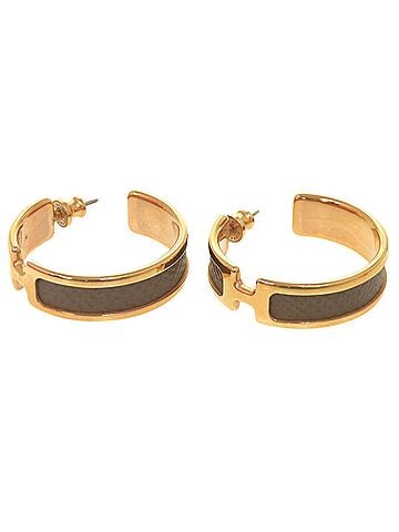 Hermès Hermes Olympe Veau Epsom Etoupe Gold Hardware Earrings Accessory 0400 HERMES (view 1)