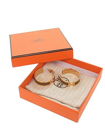 Hermès Hermes Olympe Veau Epsom Etoupe Gold Hardware Earrings Accessory 0400 HERMES (view 2)