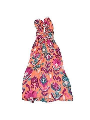 Banjanan Plunge Silk Maxi Ikat Floral Spice Casual Dress (view 1)