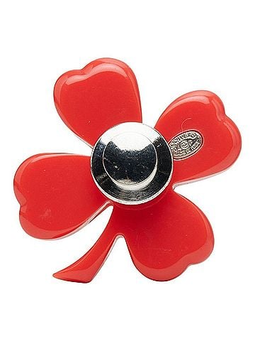 Chanel Chanel Coco Mark Clover Motif Pin Brooch Badge 04P Stamp Red Plastic Women's CHANEL (view 2)