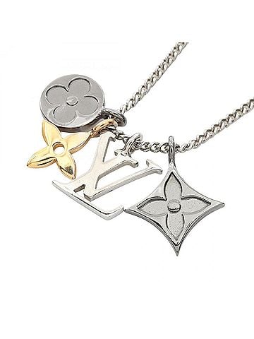 Louis Vuitton Louis Vuitton LV Instinct Pendant Necklace, Stainless Steel, Gold Plated (GP), Women's, Silver/Gold Tone, M00521 (view 1)