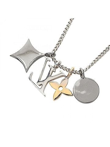 Louis Vuitton Louis Vuitton LV Instinct Pendant Necklace, Stainless Steel, Gold Plated (GP), Women's, Silver/Gold Tone, M00521 (view 2)