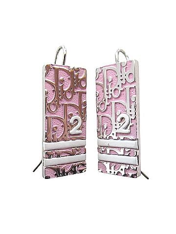 Christian Dior Christian Dior Trotter Numbering Plate Hook Earrings, Silver x Pink, Women's (view 1)