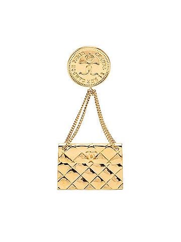Chanel Chanel Coco Mark Matelassé Handbag Motif Brooch, Gold Plated, Women's CHANEL (view 1)