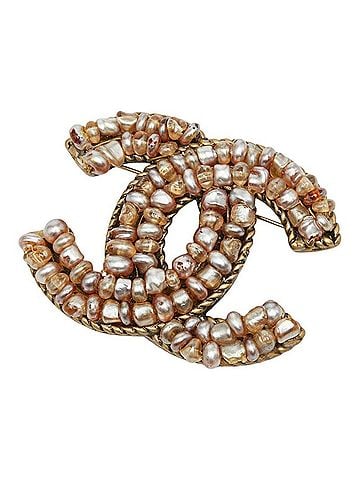 Chanel Chanel Coco Mark Brooch, 00A Engraving, Gold, Faux Pearl Plated, Women's. (view 1)