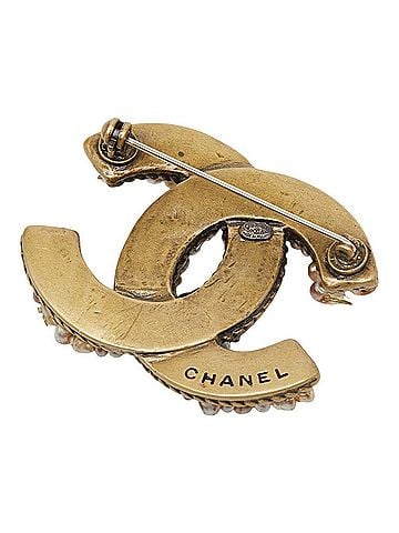 Chanel Chanel Coco Mark Brooch, 00A Engraving, Gold, Faux Pearl Plated, Women's. (view 2)