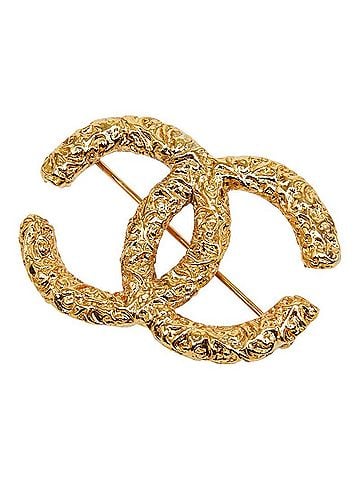 Chanel Chanel Coco Mark Logo Brooch, 03A Engraving, Gold Plated, Women's. (view 1)