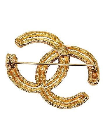 Chanel Chanel Coco Mark Logo Brooch, 03A Engraving, Gold Plated, Women's. (view 2)