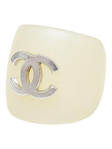 Chanel Chanel Coco Mark Ring, Ivory Silver Plastic, Women's CHANEL (view 2)