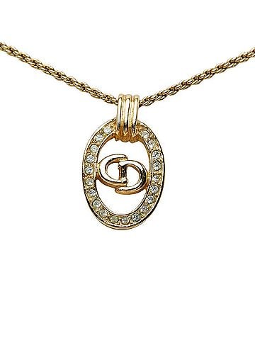 Christian Dior Christian Dior Dior Logo Necklace, Gold Plated, Rhinestones, Women's (view 2)