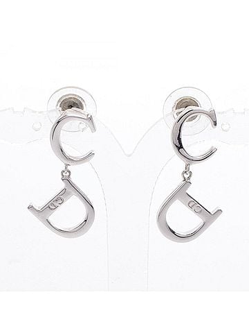 Christian Dior Christian Dior Dior CD logo earrings, stainless steel, silver-toned, for women. (view 1)