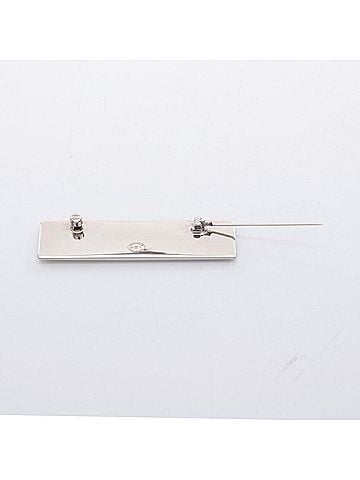 Chanel Chanel logo plate brooch accessory, stainless steel, women's, silver/yellow tones. (view 2)