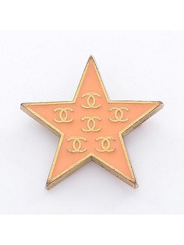 Chanel Chanel Star Coco Mark Brooch Accessory, Gold Plated (GP), Women's, Gold/Orange Tones (view 1)
