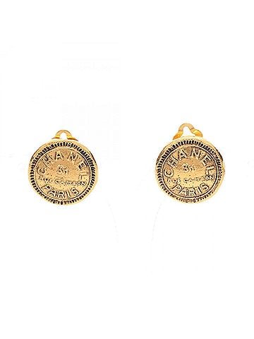 Chanel Chanel Circle Logo Earrings, Gold Plated (GP), Women's, Tone (view 1)