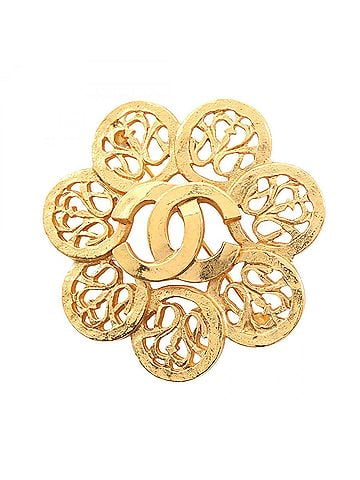 Chanel Chanel Coco Mark Flower Brooch Accessory, Gold Plated (GP), Women's, Tone (view 1)