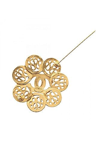 Chanel Chanel Coco Mark Flower Brooch Accessory, Gold Plated (GP), Women's, Tone (view 2)