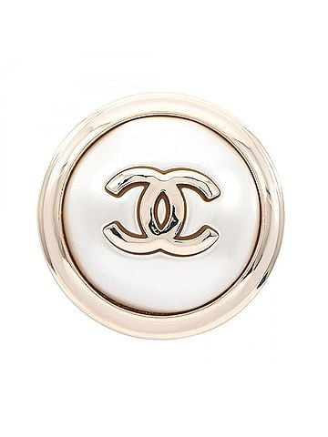 Chanel Chanel Coco Mark Circle Brooch Accessory, Gold Plated (GP), Faux Pearl, Women's, Gold/White Tones (view 1)