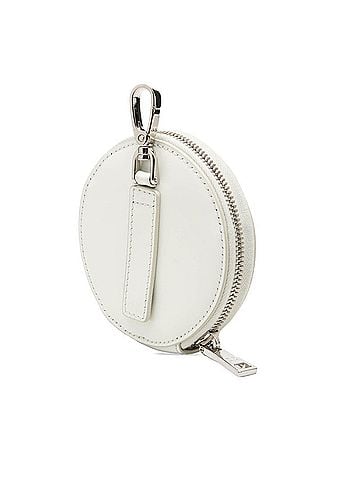 Prada Prada Triangle Logo Wallet/Coin Case Round Pouch Key Charm White Patent Leather Women's PRADA (view 2)