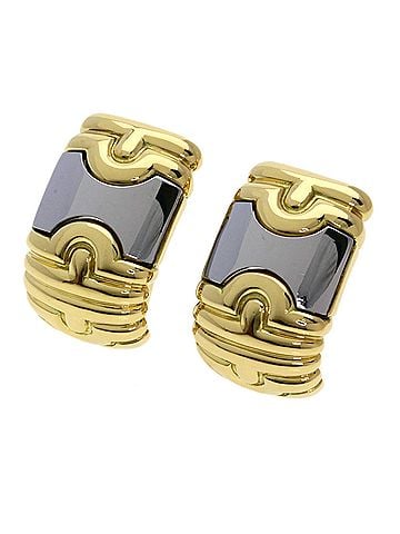 Bvlgari Bvlgari Parentesi Earrings, 18K Yellow Gold/Stainless Steel, Women's (view 1)