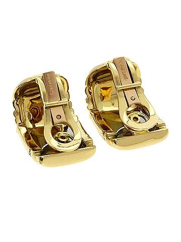 Bvlgari Bvlgari Parentesi Earrings, 18K Yellow Gold/Stainless Steel, Women's (view 2)
