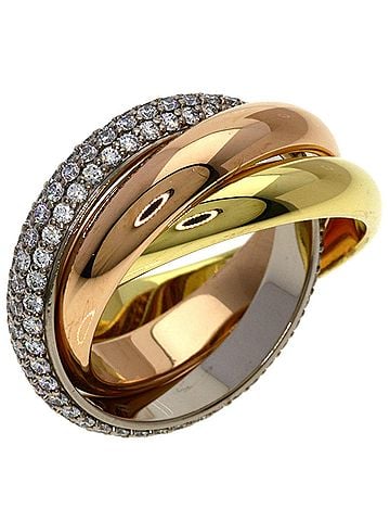 Cartier Cartier Trinity Diamond Ring #48, 18K Yellow Gold/18K White Pink Gold, Women's (view 2)