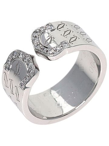 Cartier Cartier C2 Diamond Ring, Size #51, 18K White Gold, Women's (view 2)