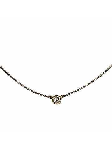 Tiffany & Co. TIFFANY&Co. Tiffany By the Yard 750 YG Necklace with 1 Diamond (approx. 0.12ct), Frame Diameter approx. 4.45mm, Purchased January 2009, Yellow Gold, Weight 1.9g, Women's, Comes Box and Dust Bag. (view 1)