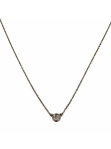 Tiffany & Co. TIFFANY&Co. Tiffany & Co. By the Yard Elsa Peretti 750 YG 1P Diamond (approx. 0.12ct) Setting Diameter approx. 4.73mm Necklace, Yellow Gold, Weight 1.94g, Women's, Comes with Box and Dust Bag (view 1)