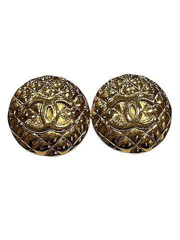 Chanel Chanel Matelassé Coco Mark Gold 23 Vintage Brand Accessories Earrings for Women (view 1)
