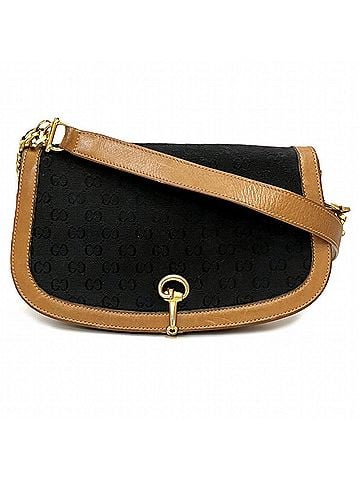 Gucci Gucci shoulder bag, Horsebit design, GG canvas and leather. (view 1)