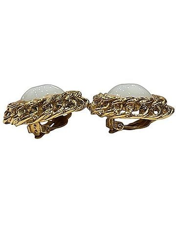 Chanel Chanel CHANEL Faux Pearl Gold Circle Vintage Brand Earrings for Women (view 2)