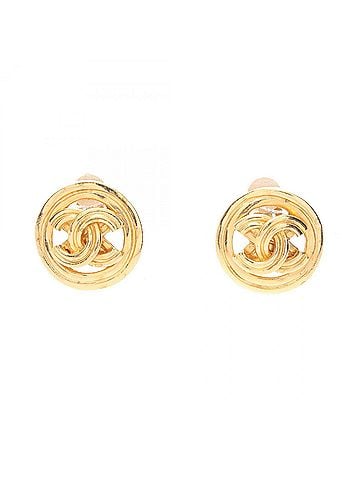 Chanel Chanel Coco Mark 96P Earrings, Gold Plated (GP), Women's, Tone (view 1)